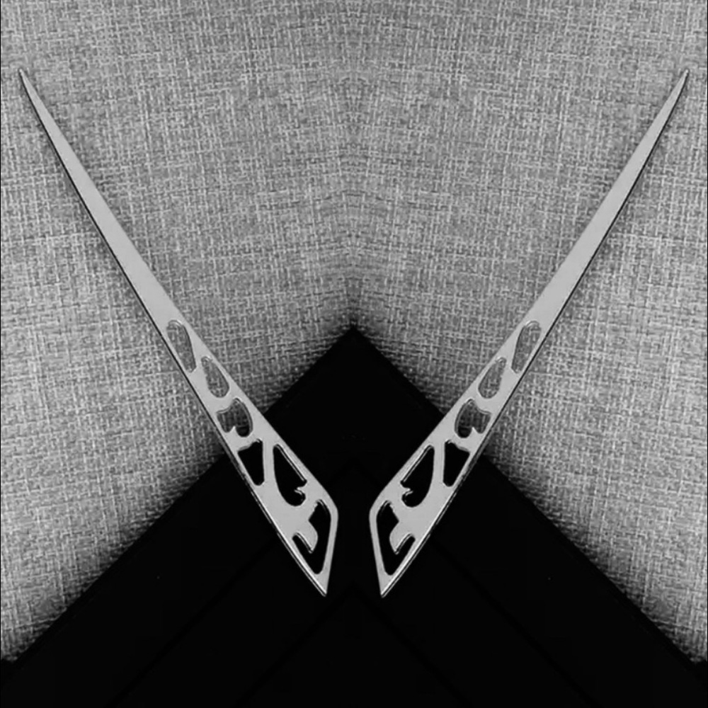 🆕Pair of Lightweight Shiny Silver Hair Sticks 5”